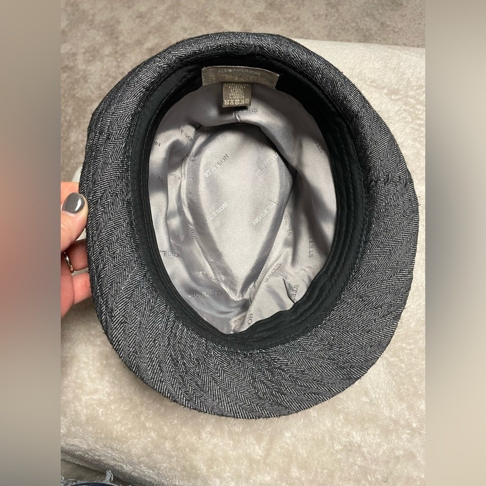 Stetson All American charcoal gray/black herringbone fedora, size L/XL, unisex - Picture 8 of 8
